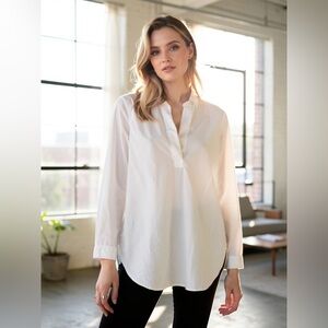 J.Crew White Cotton Tunic Shirt Long Sleeve Workwear Size S